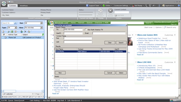 Microsoft Customer Care Framework Interface (2009)